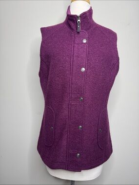 Exofficio Women’s Purple Wool-Blend Snap Front Vest Sz Medium